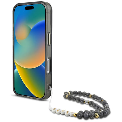 MagSafe-kotelo Apple iPhone 16:lle, Guess, IML Palm Trees Triangle with Pearl Strap, Musta