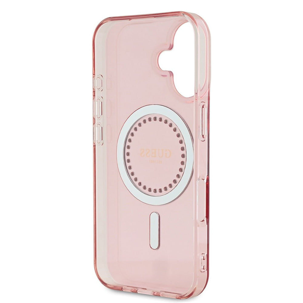 MagSafe-kotelo Apple iPhone 16:lle, Guess, IML Rhinestones Ring, Pinkki GUHMP16SPFTDTEP