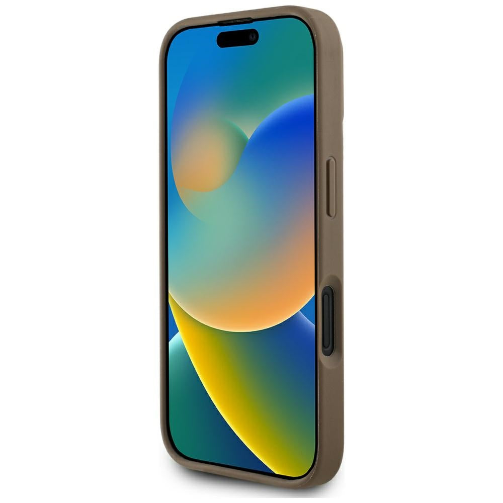 MagSafe-kotelo Apple iPhone 16:lle, Guess, Peony Grained Hot Stamp Triangle, Ruskea