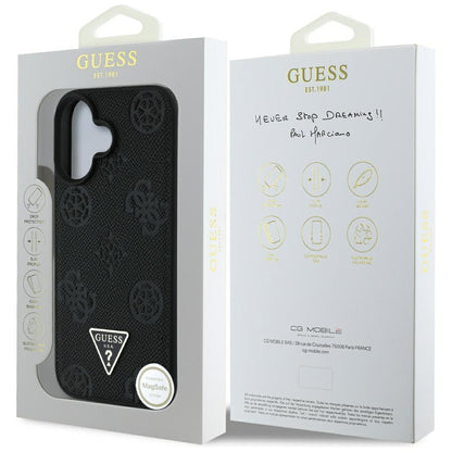 MagSafe-kotelo Apple iPhone 16:lle, Guess, Peony Grained Hot Stamp Triangle, Musta