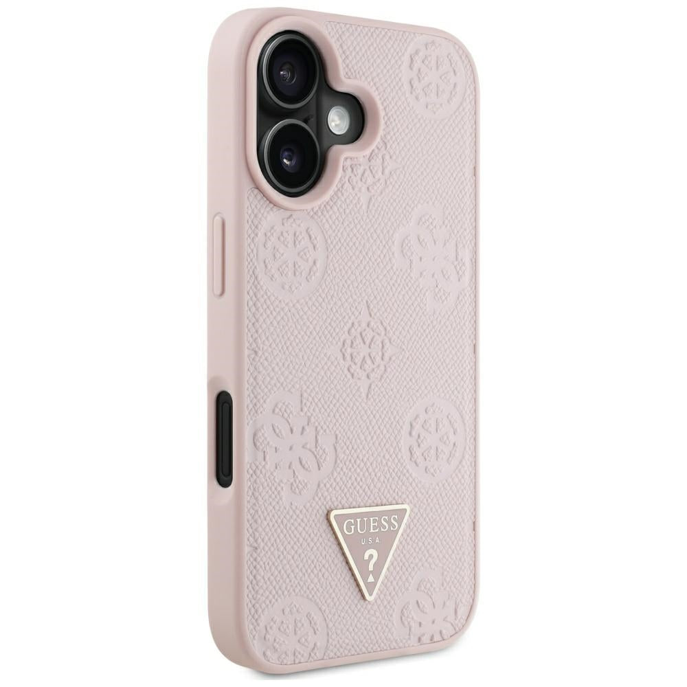 MagSafe-kotelo Apple iPhone 16:lle, Guess, Peony Grained Hot Stamp Triangle, Pinkki