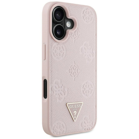 MagSafe-kotelo Apple iPhone 16:lle, Guess, Peony Grained Hot Stamp Triangle, Pinkki