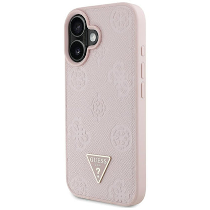 MagSafe-kotelo Apple iPhone 16:lle, Guess, Peony Grained Hot Stamp Triangle, Pinkki
