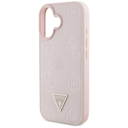 MagSafe-kotelo Apple iPhone 16:lle, Guess, Peony Grained Hot Stamp Triangle, Pinkki