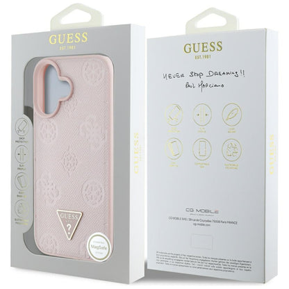 MagSafe-kotelo Apple iPhone 16:lle, Guess, Peony Grained Hot Stamp Triangle, Pinkki