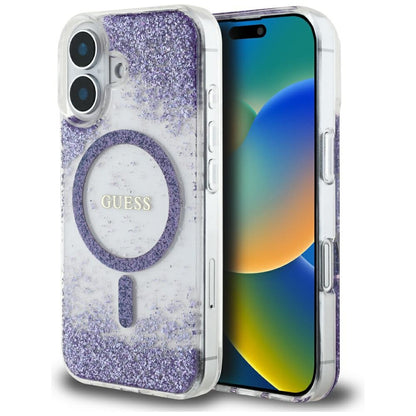 MagSafe-kotelo Apple iPhone 16:lle, Guess, Resin Bottom Glitter, Violetti