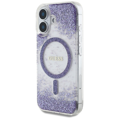 MagSafe-kotelo Apple iPhone 16:lle, Guess, Resin Bottom Glitter, Violetti