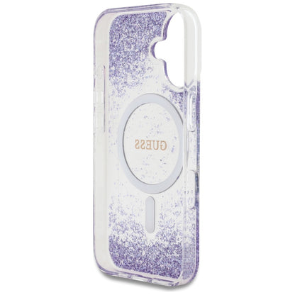 MagSafe-kotelo Apple iPhone 16:lle, Guess, Resin Bottom Glitter, Violetti