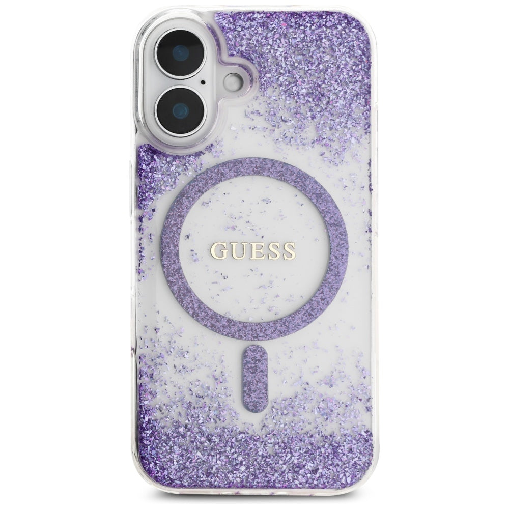 MagSafe-kotelo Apple iPhone 16:lle, Guess, Resin Bottom Glitter, Violetti