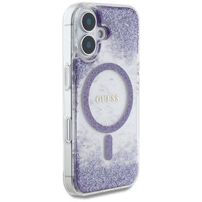 MagSafe-kotelo Apple iPhone 16:lle, Guess, Resin Bottom Glitter, Violetti