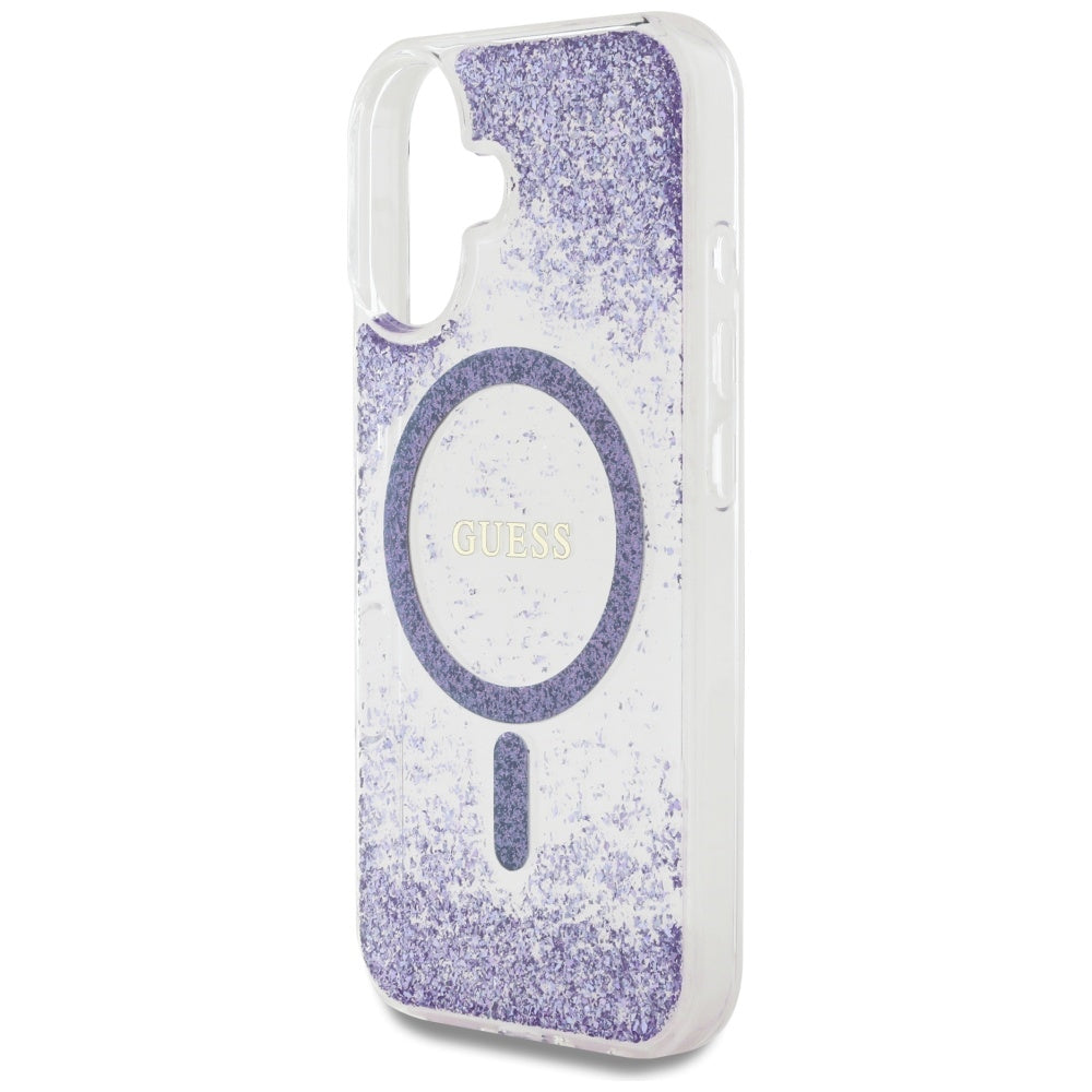 MagSafe-kotelo Apple iPhone 16:lle, Guess, Resin Bottom Glitter, Violetti