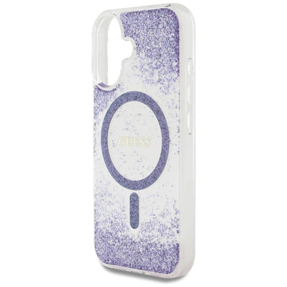MagSafe-kotelo Apple iPhone 16:lle, Guess, Resin Bottom Glitter, Violetti