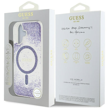 MagSafe-kotelo Apple iPhone 16:lle, Guess, Resin Bottom Glitter, Violetti