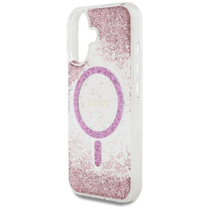 MagSafe-kotelo Apple iPhone 16:lle, Guess, Resin Bottom Glitter, Pinkki