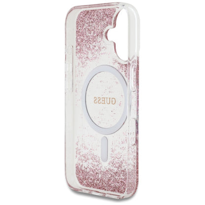 MagSafe-kotelo Apple iPhone 16:lle, Guess, Resin Bottom Glitter, Pinkki