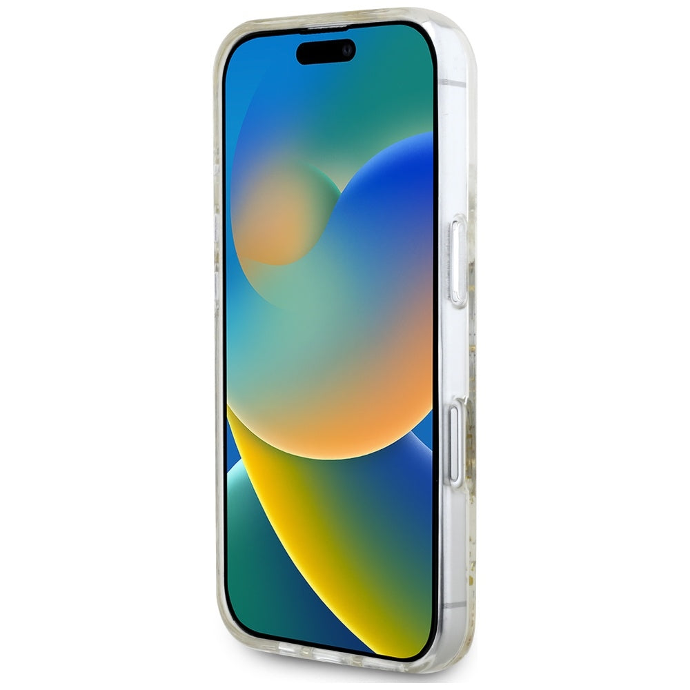 MagSafe-kotelo Apple iPhone 16:lle, Guess, Resin Flowers and Glitter, Beige