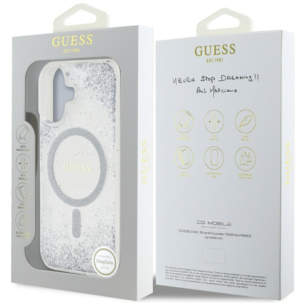 MagSafe-kotelo Apple iPhone 16:lle, Guess, Resin Gradient Glitter, Hopea