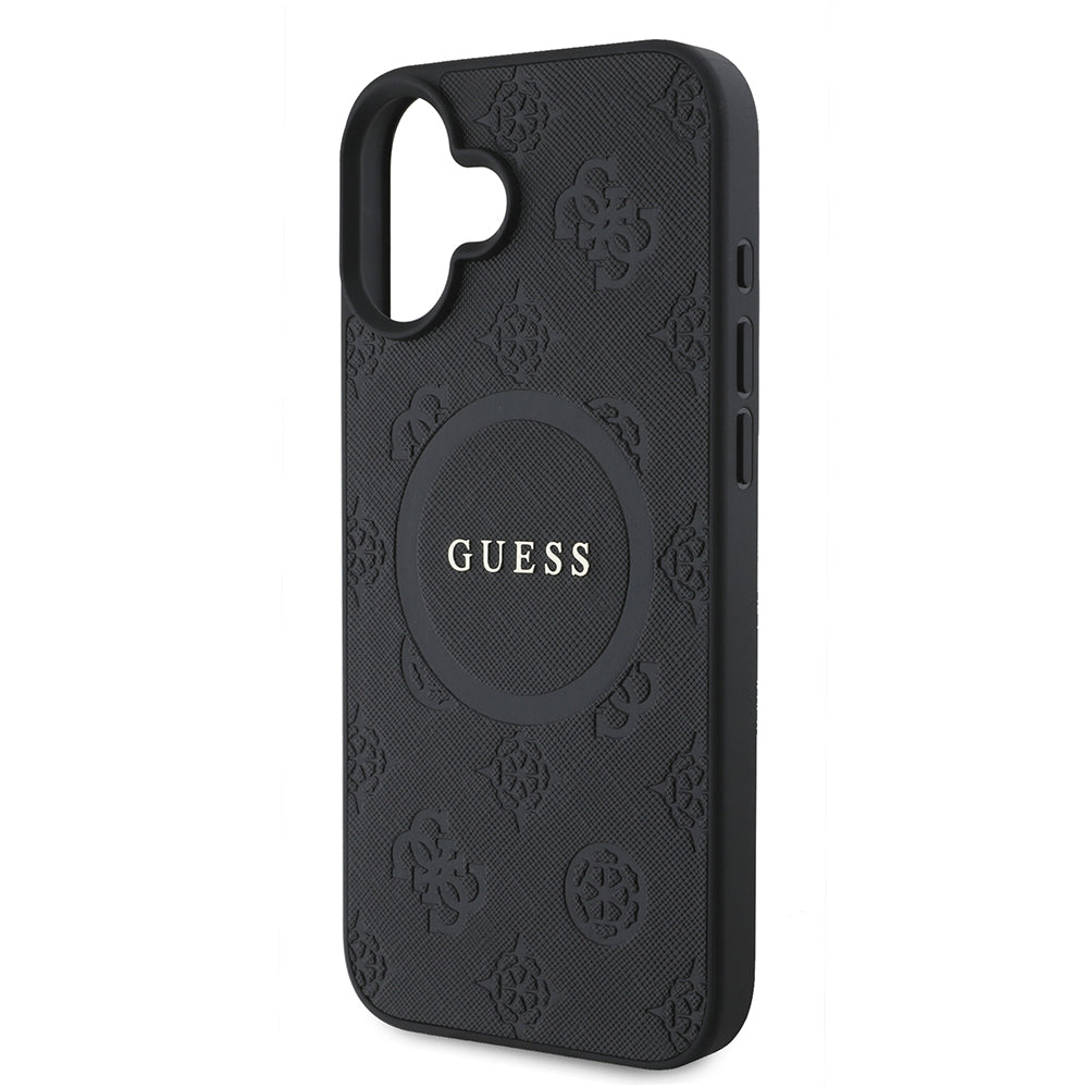 MagSafe-kotelo Apple iPhone 16:lle, Guess, Saffiano Peony Classic Logo, Musta