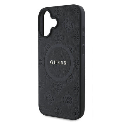 MagSafe-kotelo Apple iPhone 16:lle, Guess, Saffiano Peony Classic Logo, Musta