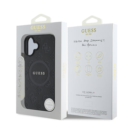 MagSafe-kotelo Apple iPhone 16:lle, Guess, Saffiano Peony Classic Logo, Musta