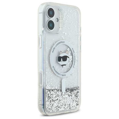 MagSafe-kotelo Apple iPhone 16:lle, Karl Lagerfeld, Glitter Liquid Choupette Head, Läpinäkyvä