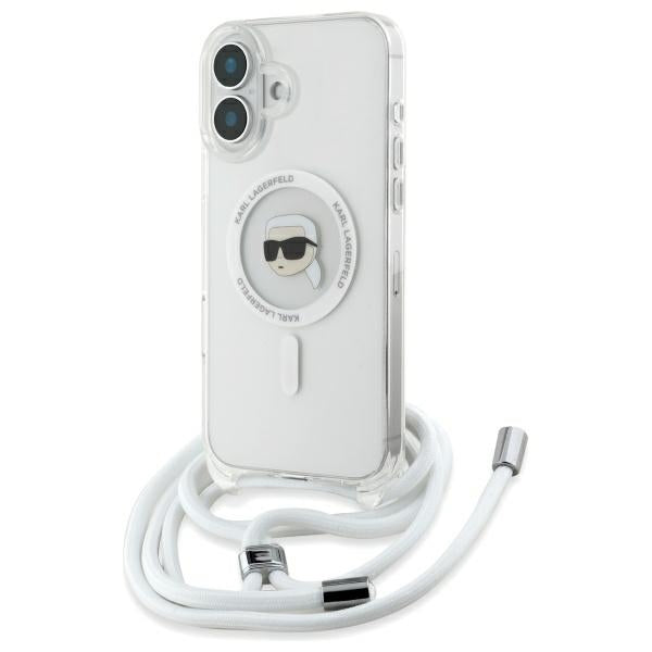 MagSafe-kotelo Apple iPhone 16:lle, Karl Lagerfeld, IML Crossbody Karl's Head, Läpinäkyvä