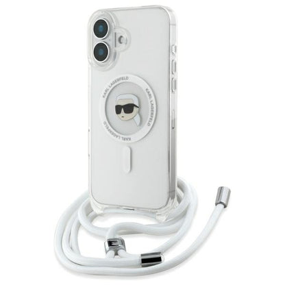 MagSafe-kotelo Apple iPhone 16:lle, Karl Lagerfeld, IML Crossbody Karl's Head, Läpinäkyvä