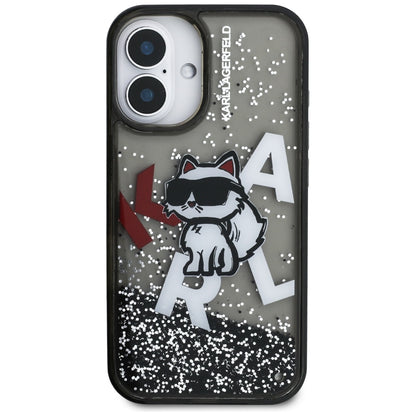 MagSafe-kotelo Apple iPhone 16:lle, Karl Lagerfeld, Liquid Glitter Choupette -logo, musta
