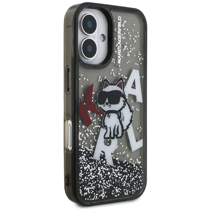 MagSafe-kotelo Apple iPhone 16:lle, Karl Lagerfeld, Liquid Glitter Choupette -logo, musta