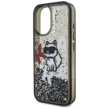 MagSafe-kotelo Apple iPhone 16:lle, Karl Lagerfeld, Liquid Glitter Choupette -logo, musta