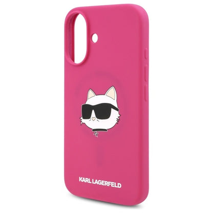 MagSafe Case for Apple iPhone 16, Karl Lagerfeld, Silicone Choupette's Head, Fuchsia