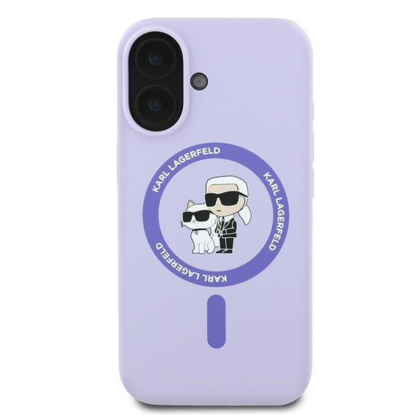 MagSafe-kotelo Apple iPhone 16:lle, Karl Lagerfeld, Silicone Karl & Choupette, Violetti