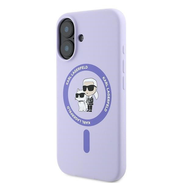 MagSafe-kotelo Apple iPhone 16:lle, Karl Lagerfeld, Silicone Karl & Choupette, Violetti