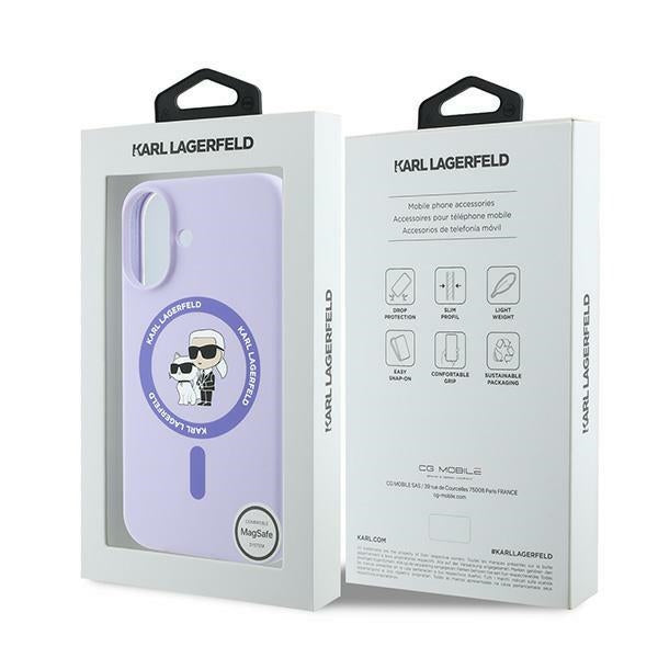 MagSafe-kotelo Apple iPhone 16:lle, Karl Lagerfeld, Silicone Karl & Choupette, Violetti