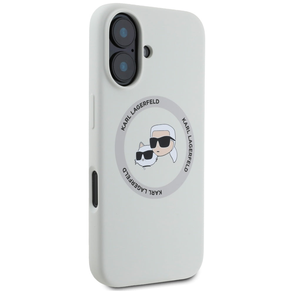 MagSafe-kotelo Apple iPhone 16:lle, Karl Lagerfeld, Silikoni Karl & Choupette's Heads, Beige