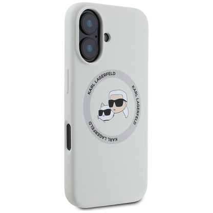 MagSafe-kotelo Apple iPhone 16:lle, Karl Lagerfeld, Silikoni Karl & Choupette's Heads, Beige