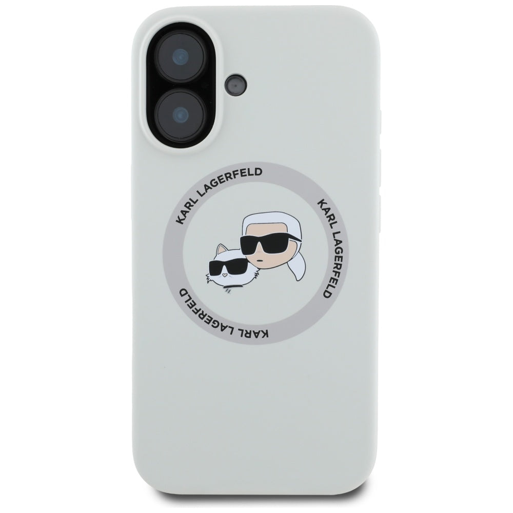 MagSafe-kotelo Apple iPhone 16:lle, Karl Lagerfeld, Silikoni Karl & Choupette's Heads, Beige