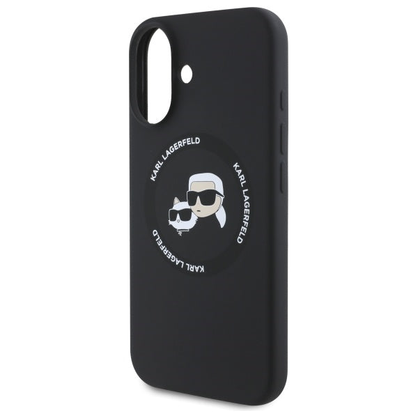 MagSafe-kotelo Apple iPhone 16:lle, Karl Lagerfeld, Silicone Karl & Choupette's Heads, Musta