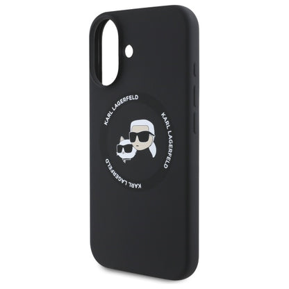 MagSafe-kotelo Apple iPhone 16:lle, Karl Lagerfeld, Silicone Karl & Choupette's Heads, Musta
