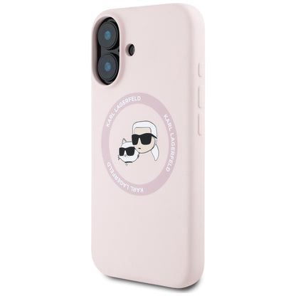 MagSafe-kotelo Apple iPhone 16:lle, Karl Lagerfeld, Silicone Karl & Choupette's Heads, Pinkki