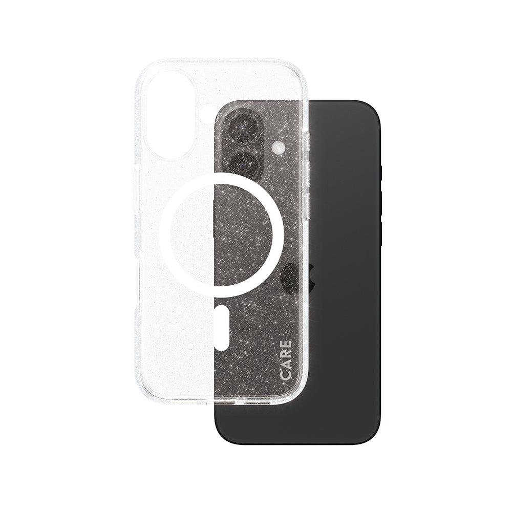 MagSafe-kotelo Apple iPhone 16:lle, PanzerGlass, Care Urban Combat Star Lit, Valkoinen Läpinäkyvä