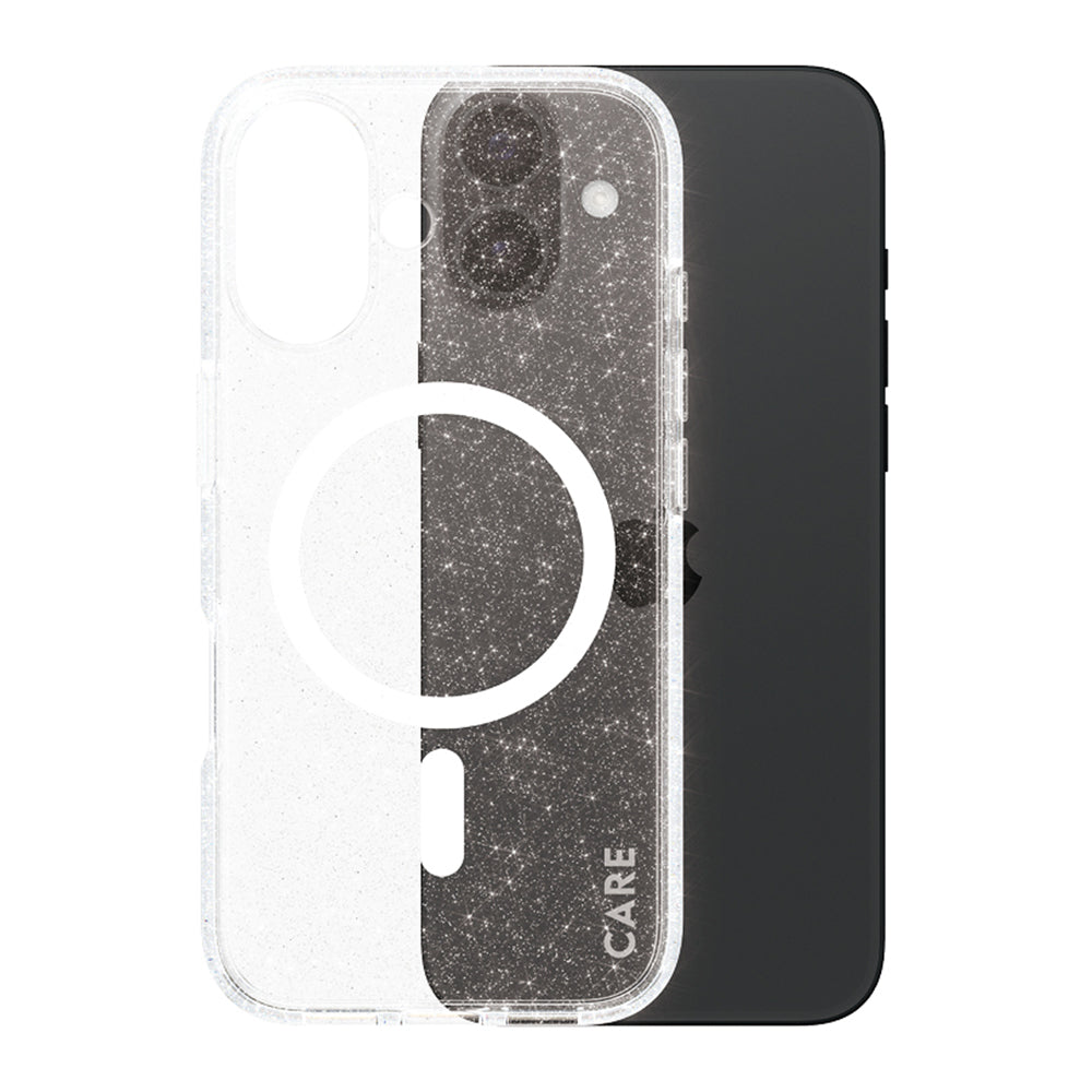 MagSafe-kotelo Apple iPhone 16:lle, PanzerGlass, Care Urban Combat Star Lit, Valkoinen Läpinäkyvä