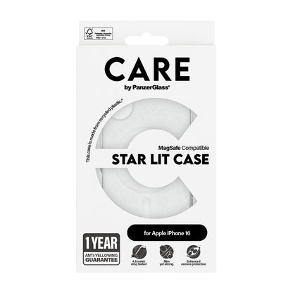 MagSafe-kotelo Apple iPhone 16:lle, PanzerGlass, Care Urban Combat Star Lit, Valkoinen Läpinäkyvä