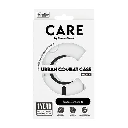 MagSafe-kotelo Apple iPhone 16:lle, PanzerGlass, Care Urban Combat, Musta Läpinäkyvä