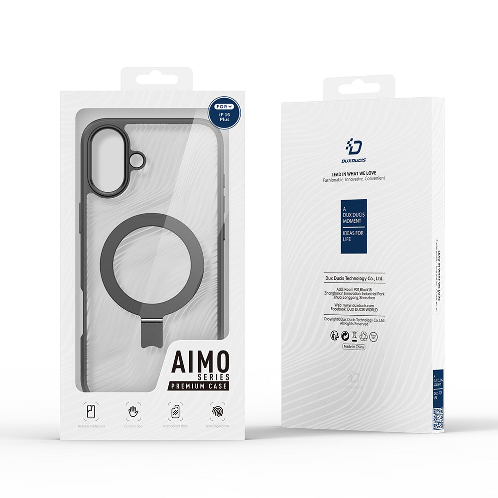 MagSafe-kuori Apple iPhone 16 Plus -puhelimelle, DUX DUCIS, Aimo Stand, Musta