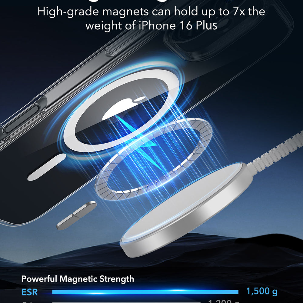 MagSafe-kotelo Apple iPhone 16 Plus -puhelimelle, ESR, Classic Hybrid, Läpinäkyvä