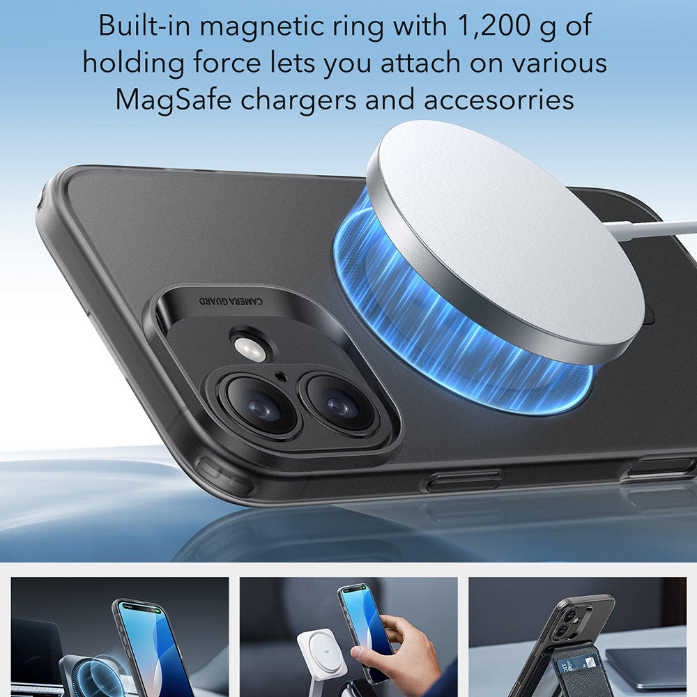 MagSafe-kotelo Apple iPhone 16 Plus -puhelimelle, ESR, Zero, Satinoitu Musta