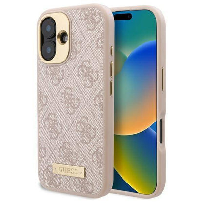 MagSafe-kotelo Apple iPhone 16 Plus -puhelimelle, Guess, 4G Logo Plate, Pinkki