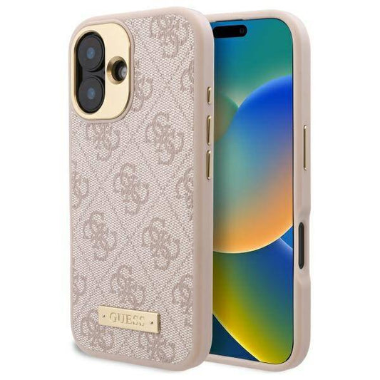 MagSafe-kotelo Apple iPhone 16 Plus -puhelimelle, Guess, 4G Logo Plate, Pinkki