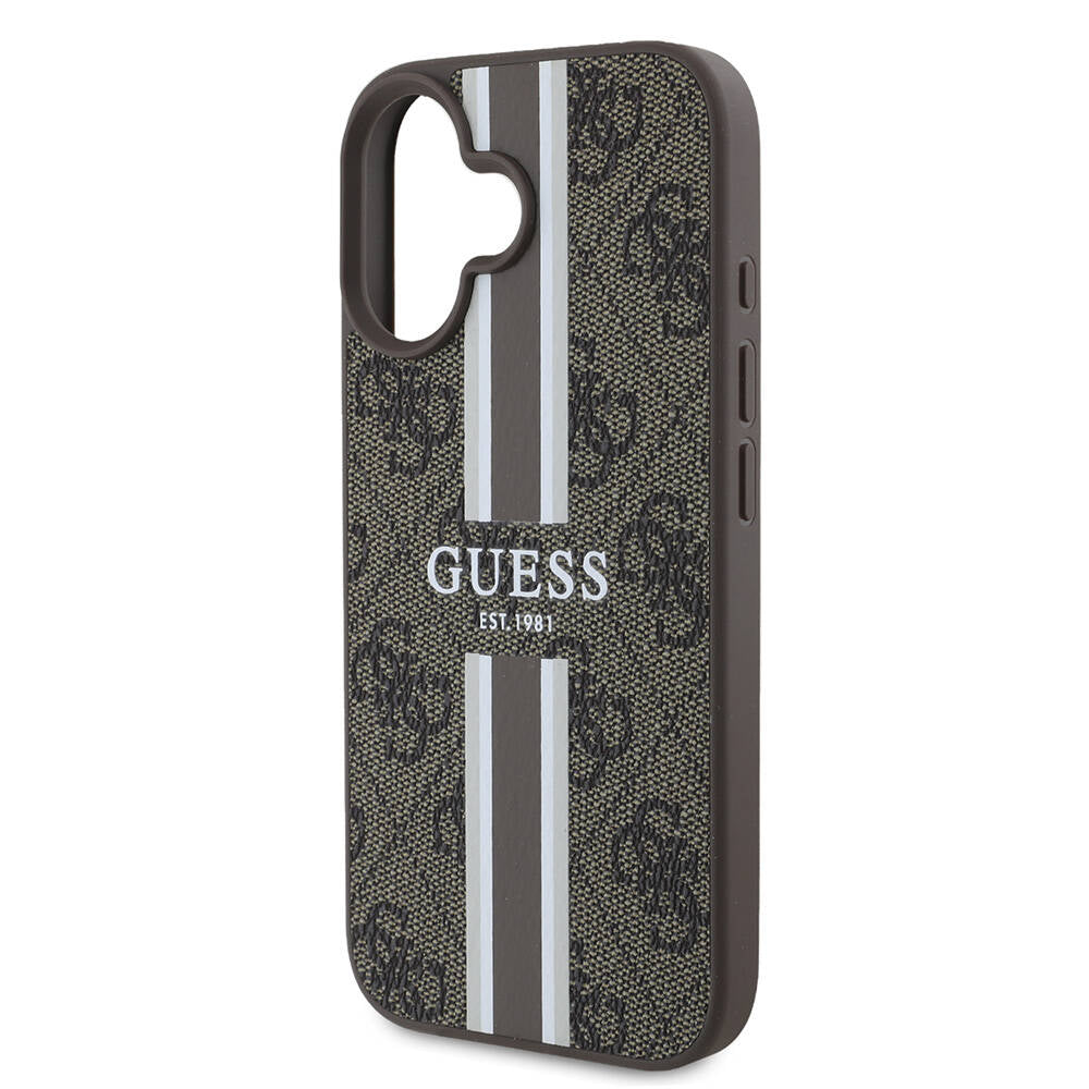 MagSafe-kotelo Apple iPhone 16 Plus -puhelimelle, Guess, 4G Printed Stripes, Ruskea